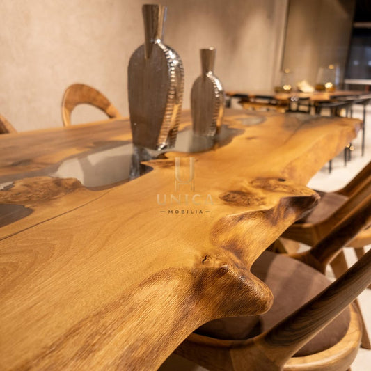 Walnut Resin Dining Table, Epoxy Resin Kitchen Table