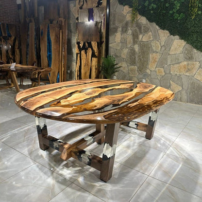 Ellipse Transparent Epoxy Walnut Table