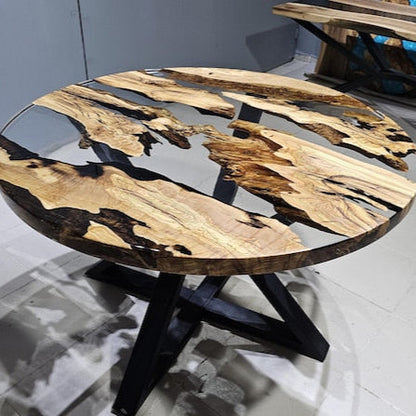 Custom Order Dining Table,Olive Tree Epoxy Dining Table,Epoxy Resin Round Table