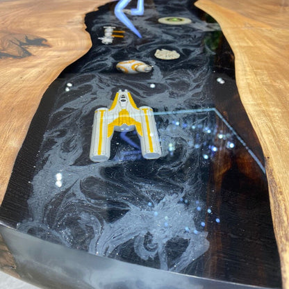 Star Wars Epoxy Table, Black Epoxy River Dining Table, Epoxy Round Table